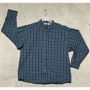 Ariat Pro Series Shirt Mens 2XL Blue Gray Plaid Stretch Western Button Down